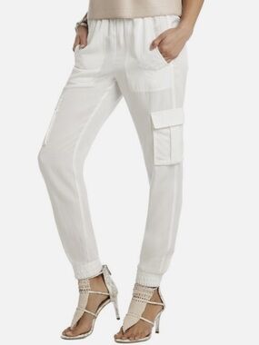 BCBGMaxAzria Leather Cream Woven High Heel Sandals